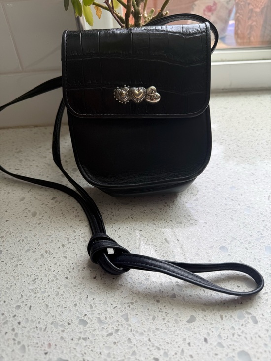 Brighton Handbags - Brighton Black Leather Crossbody with Heart Accent